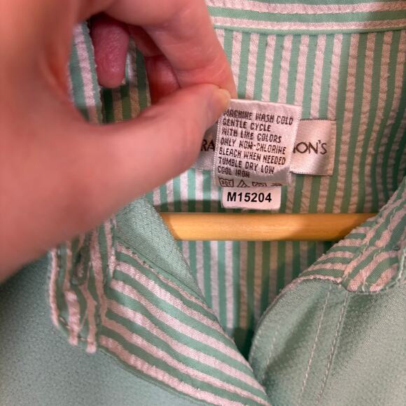 Mint Green Light Jacket Button Front Pockets Minimal Classic S | Light Summer - Picture 8 of 10